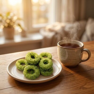 Matcha Crispy Rings - ฟิวชั่นมัทฉะและธัญพืชที่สดชื่น ขนมรูปวงแหวนกรอบบาง อเนกประสงค์ไร้ความผิดสำหรับทุกโอกาส