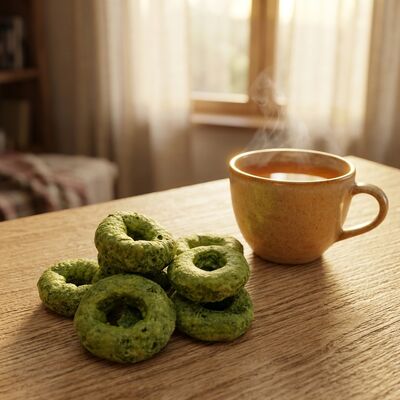 Matcha Crispy Rings - ฟิวชั่นมัทฉะและธัญพืชที่สดชื่น ขนมรูปวงแหวนกรอบบาง อเนกประสงค์ไร้ความผิดสำหรับทุกโอกาส